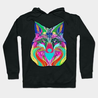 COLOURFUL FOX HEAD BLUE COLORED Hoodie